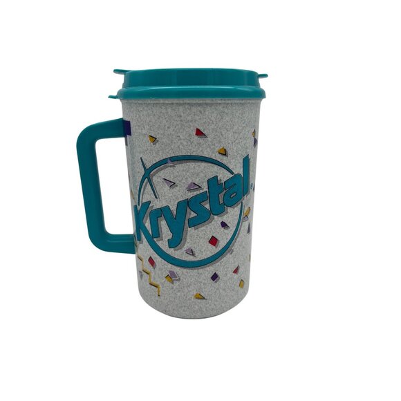 Vintage 1992 Krystal 32 Oz Plastic Thermo Travel Mug Lid Straw Coca-Cola Classic - Picture 2 of 9